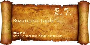 Ruzsicska Tamás névjegykártya